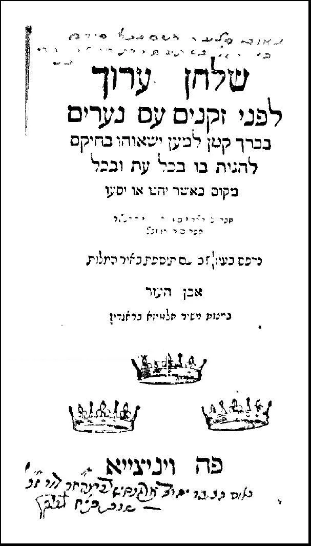 Portada de una edición de Venecia, 1574, del Shulján Aruj