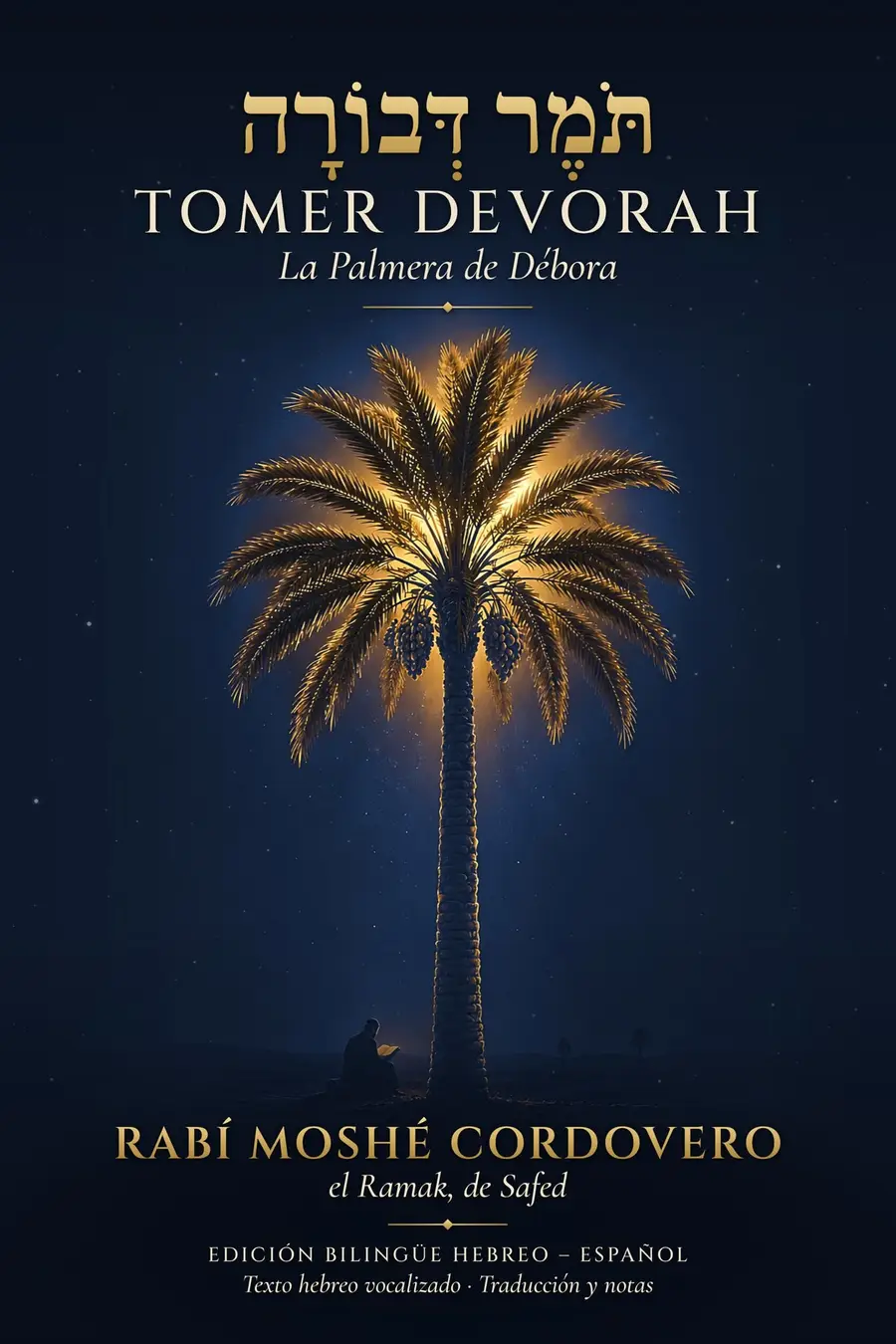 Portada de Tomer Devorá, la palmera de Devorá, de Rabí Moshé Cordovero (el Ramak), edición bilingüe hebreo–español de Ancient Gate Press